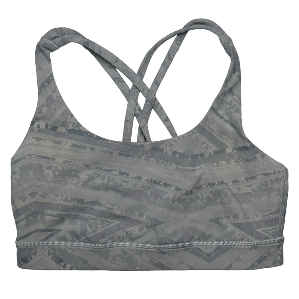 Lululemon Energy Bra Grey/White Geometric Abstract Bra‎ Size 6